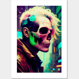 Abstract Cyberpunk Skull Posters and Art